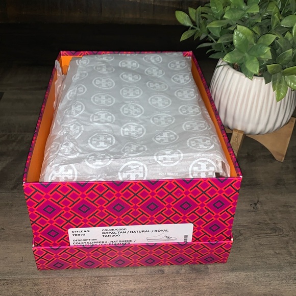 NIB TORY BURCH COLEY SLIPPER SHEARING LINED NATURAL SUEDE & LEATHER - Picture 4 of 10